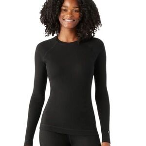Smartwool Women's Black Long-Sleeve Crew Baselayer Shirt 100% Merino Wool Medium